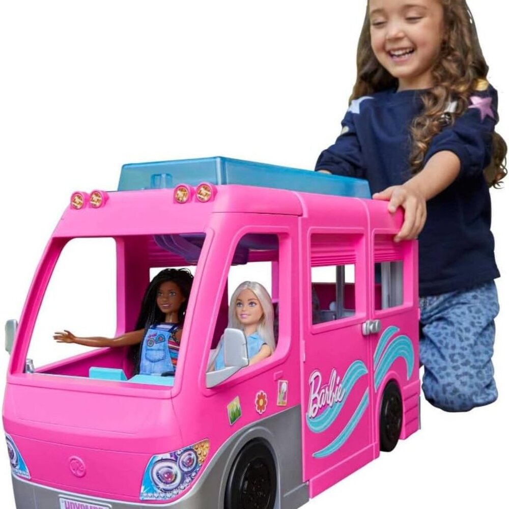 MATTEL Barbie Dream Camper Playset, Toy Vehicle w/ accessories